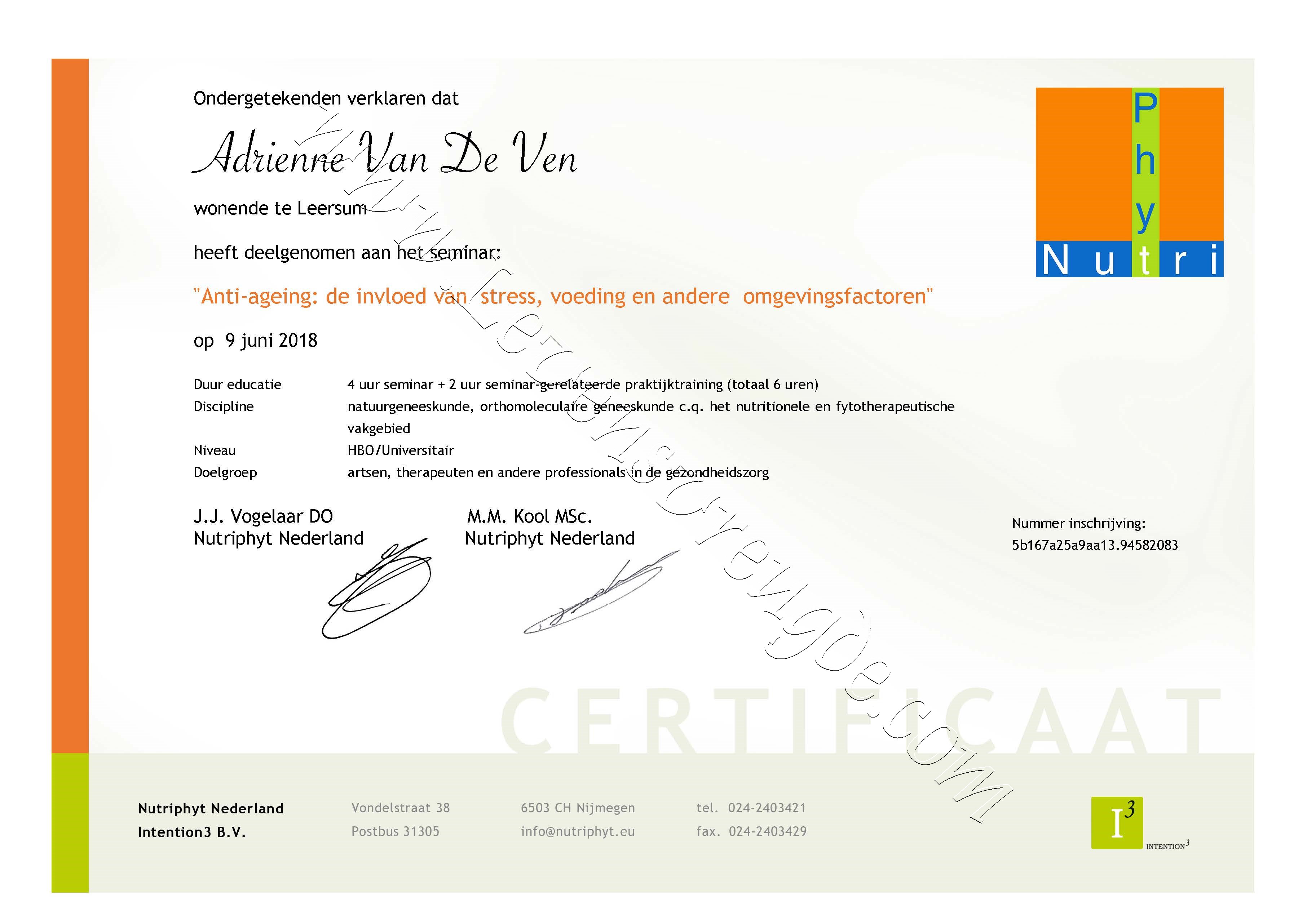 Anti-ageing - invloed van stress, voeding ea omgevingsfactoren